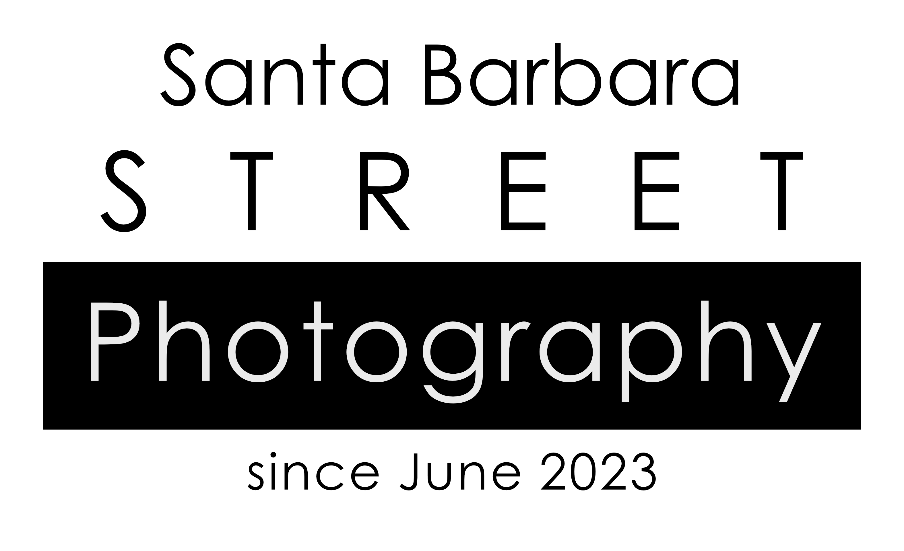 Black and white Santa Barbara Street Photography logo from June 2023